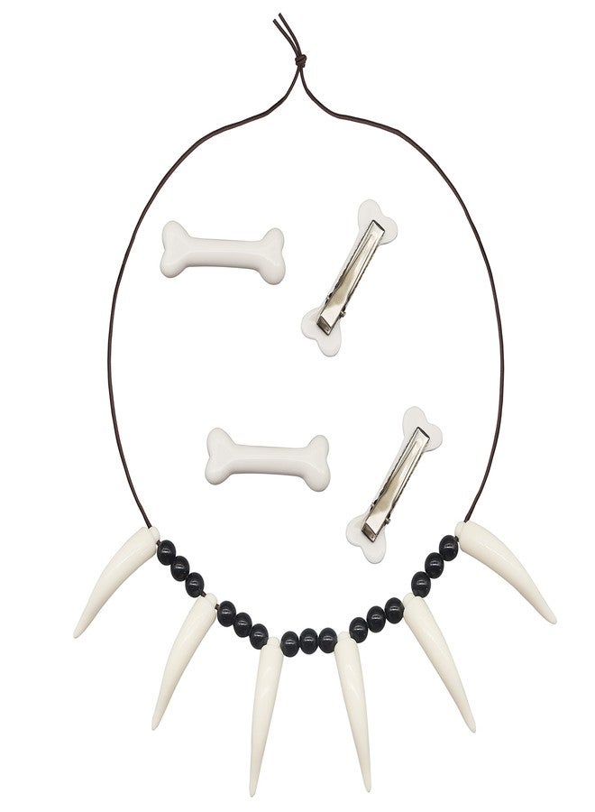 Pandecor Halloween Costume Set,Bone Necklace and 4 Pieces Bone Hair Clips - Image 1