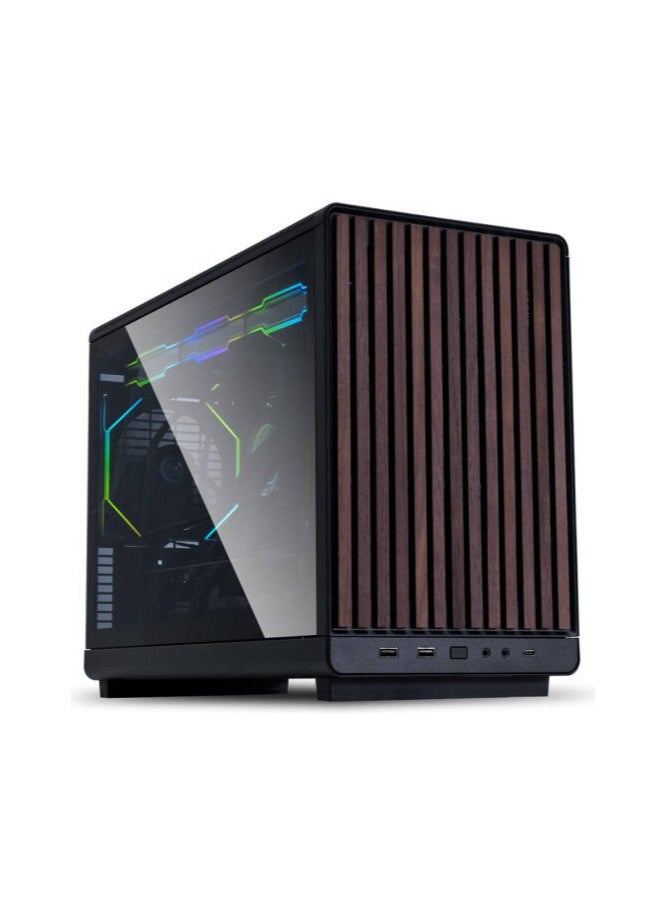 LIAN LI A3-mATX Computer Case, Up to 360mm Radiator & 10x Fan Support, Mesh & Tempered Glass Panels, 26.3L Minimalistic Sleek Design, Black (Wood Edition) | A3-mATX-WDG  - Image 3
