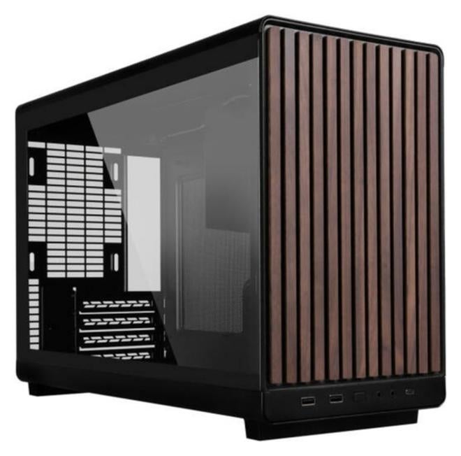 A3-mATX Computer Case, Up to 360mm Radiator & 10x Fan Support, Mesh & Tempered Glass Panels, 26.3L Minimalistic Sleek Design, Black (Wood Edition) | A3-mATX-WDG