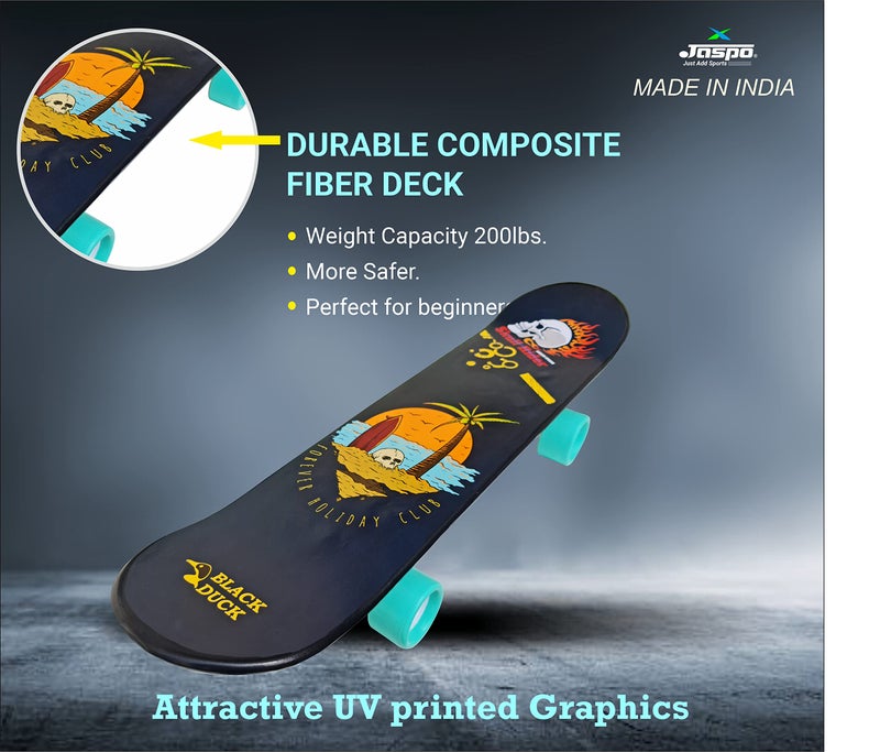 jaspo Fiber Composite Black Duck Fibre Skateboard - 26X6.5 Inches, Fully Assembled for All Ages (Skatie Bones) - Image 3