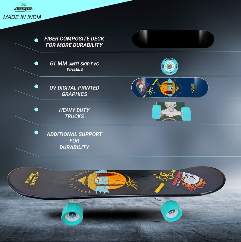 jaspo Fiber Composite Black Duck Fibre Skateboard - 26X6.5 Inches, Fully Assembled for All Ages (Skatie Bones) - Image 4
