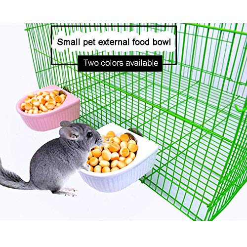 CHUQIANTONG Small Animals Bowl, Detachable Cage Feeder Pet Ceramic Water & Food Feeder, Small Animal Supplies for Rabbit Parrot Squirrels Chinchilla Hamster Ferret (White, M) - Image 3