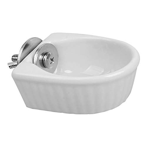 CHUQIANTONG Small Animals Bowl, Detachable Cage Feeder Pet Ceramic Water & Food Feeder, Small Animal Supplies for Rabbit Parrot Squirrels Chinchilla Hamster Ferret (White, M) - Image 1