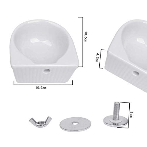 CHUQIANTONG Small Animals Bowl, Detachable Cage Feeder Pet Ceramic Water & Food Feeder, Small Animal Supplies for Rabbit Parrot Squirrels Chinchilla Hamster Ferret (White, M) - Image 2