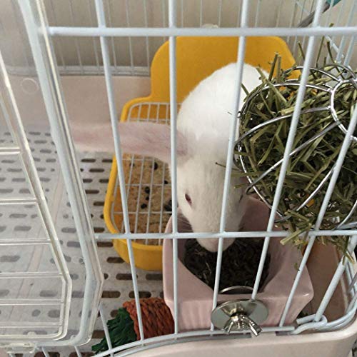 CHUQIANTONG Small Animals Bowl, Detachable Cage Feeder Pet Ceramic Water & Food Feeder, Small Animal Supplies for Rabbit Parrot Squirrels Chinchilla Hamster Ferret (White, M) - Image 4
