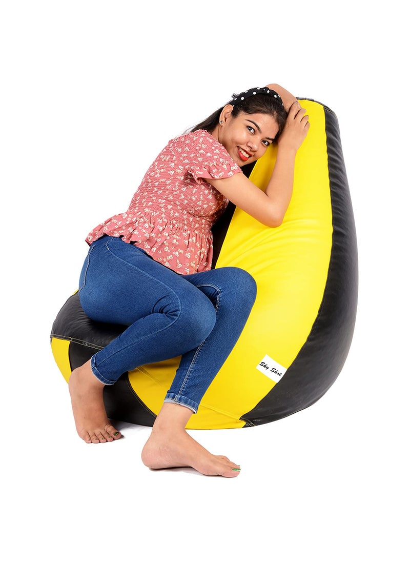 SKYSHOT Skyshot Classic Bean Bag Filled with BeansFillers XXL Black Yellow  - Image 4