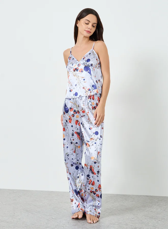 تايك تو طقم بيجاما من بنطال وكامي مطبوع