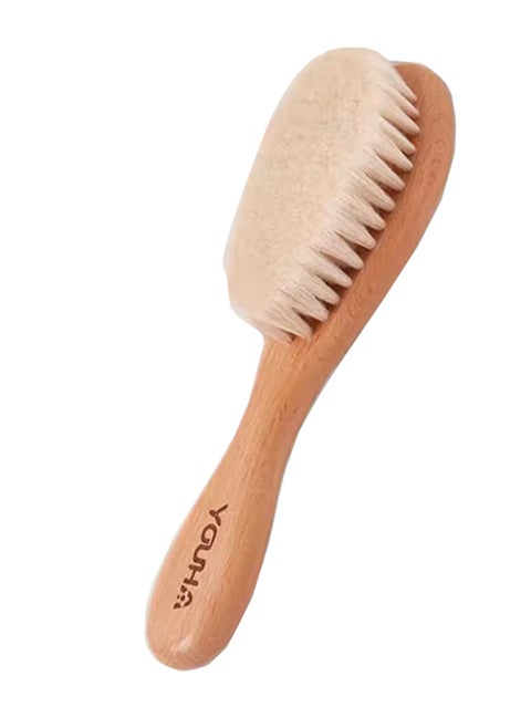 Baby Hair Brush, 2 Pcs Baby Hair Brush with Wooden Handle, Natural Soft Goat Bristles Cradle Cap Brush for Newborns