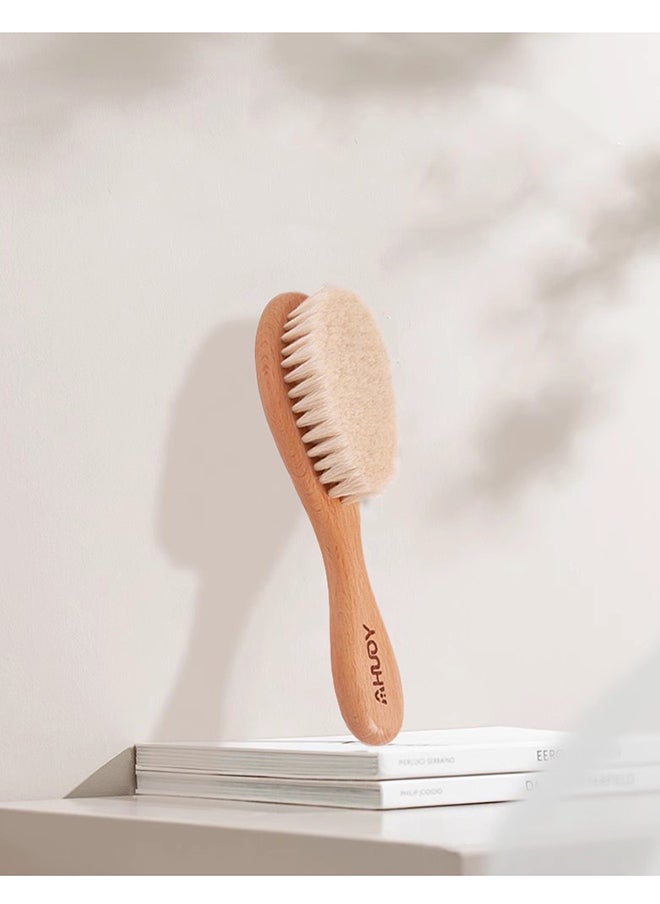 Baby Hair Brush, 2 Pcs Baby Hair Brush with Wooden Handle, Natural Soft Goat Bristles Cradle Cap Brush for Newborns