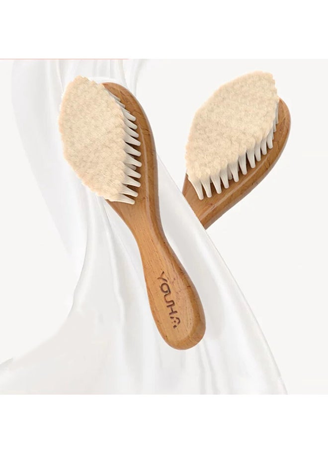 Baby Hair Brush, 2 Pcs Baby Hair Brush with Wooden Handle, Natural Soft Goat Bristles Cradle Cap Brush for Newborns