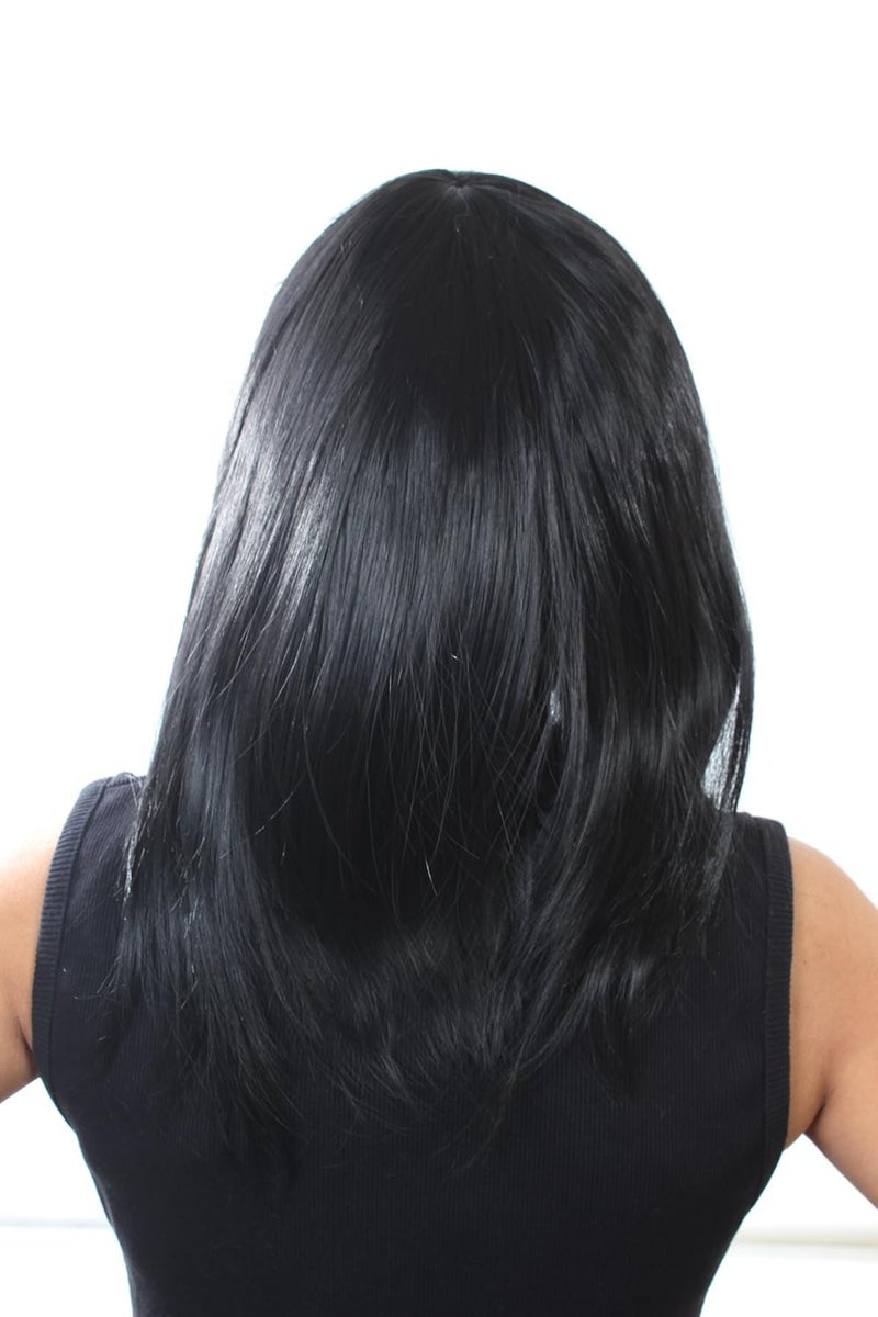 Ritzkart Natural Black Straight Short Hair Synthetic Bob Cut Wigs With Bangs Black - Image 4
