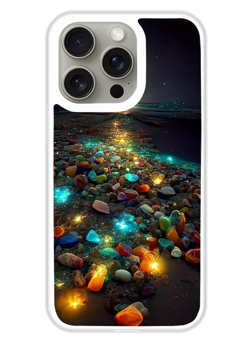 Theodor غطاء حماية لجهاز آبل آيفون 15 برو جلو (حافة بيضاء) - Image 1