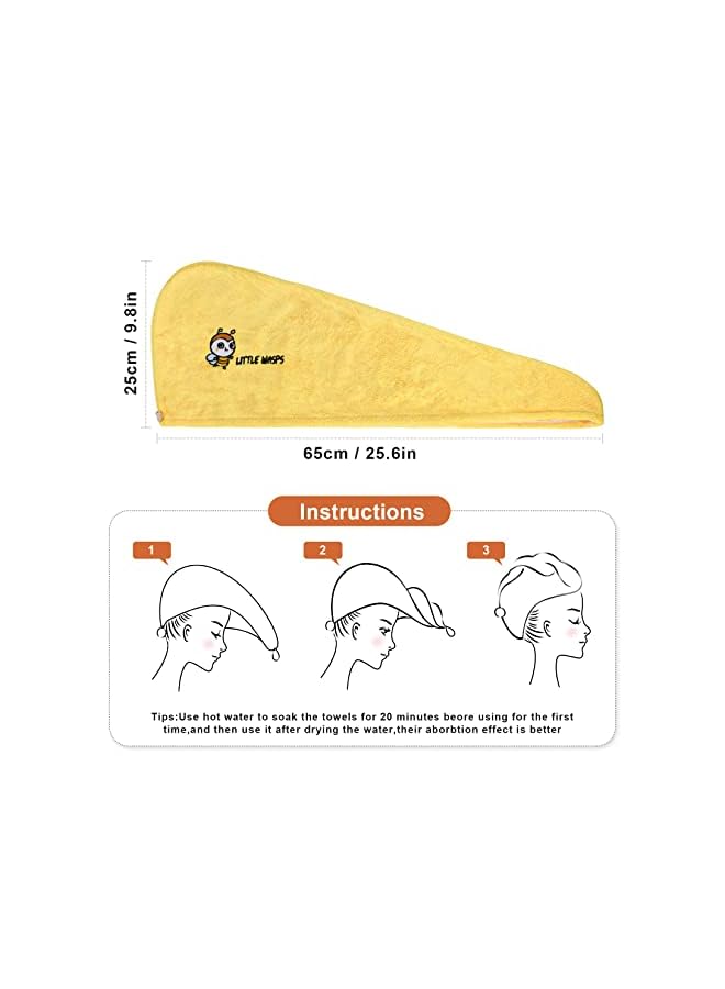 Zaboon Drying Towel Microfiber Hair Towel Wrap With Buttons Super Absorbent Twist Turban Shower Gift For Kids And Women (3Pcs-Single Layer) - Image 2