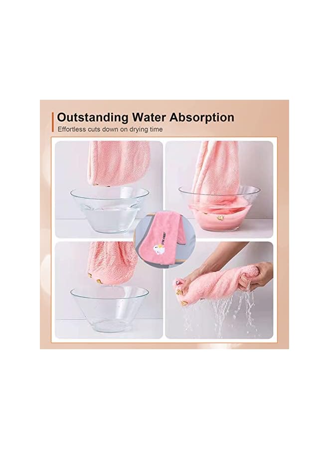 Zaboon Drying Towel Microfiber Hair Towel Wrap With Buttons Super Absorbent Twist Turban Shower Gift For Kids And Women (3Pcs-Single Layer) - Image 4