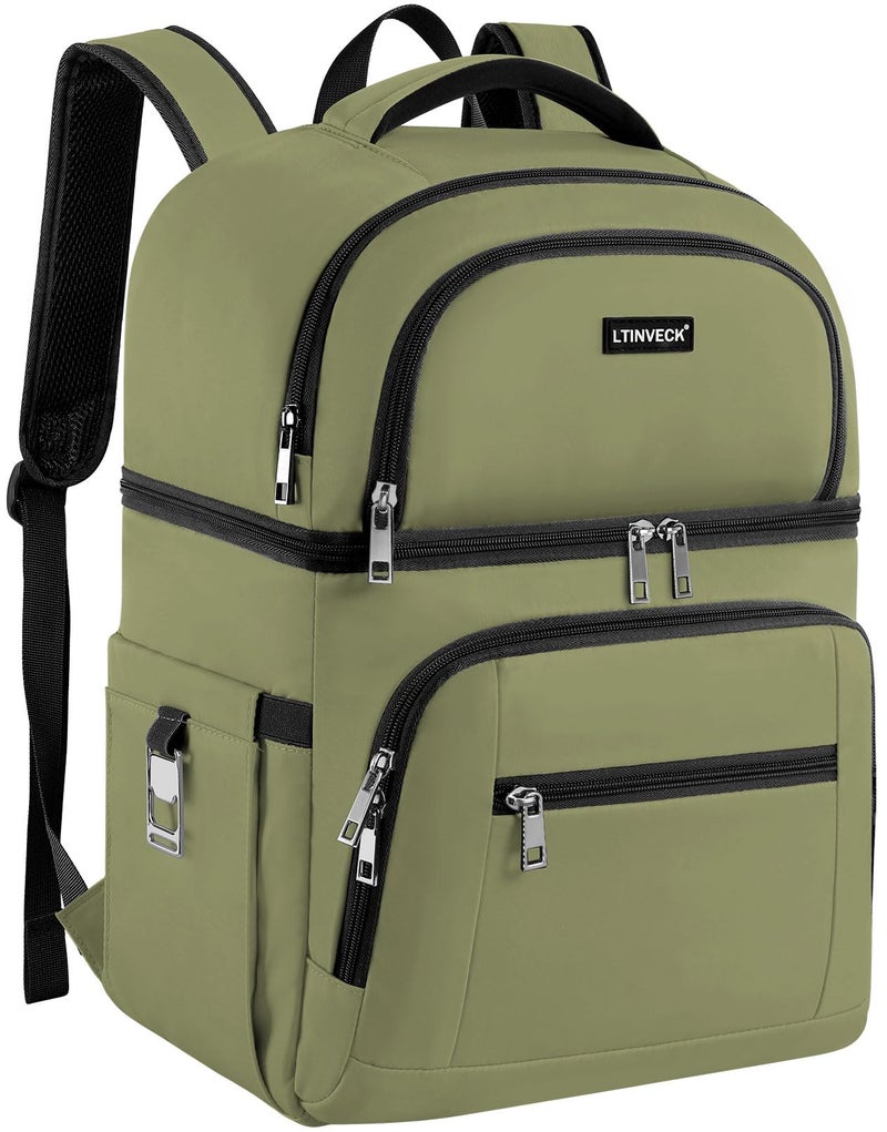 LTINVECK Cooler Backpack,Insulated Backpack Cooler Leakproof Double Deck Cooler Bag for Men Women RFID Lunch Backpack - Image 1