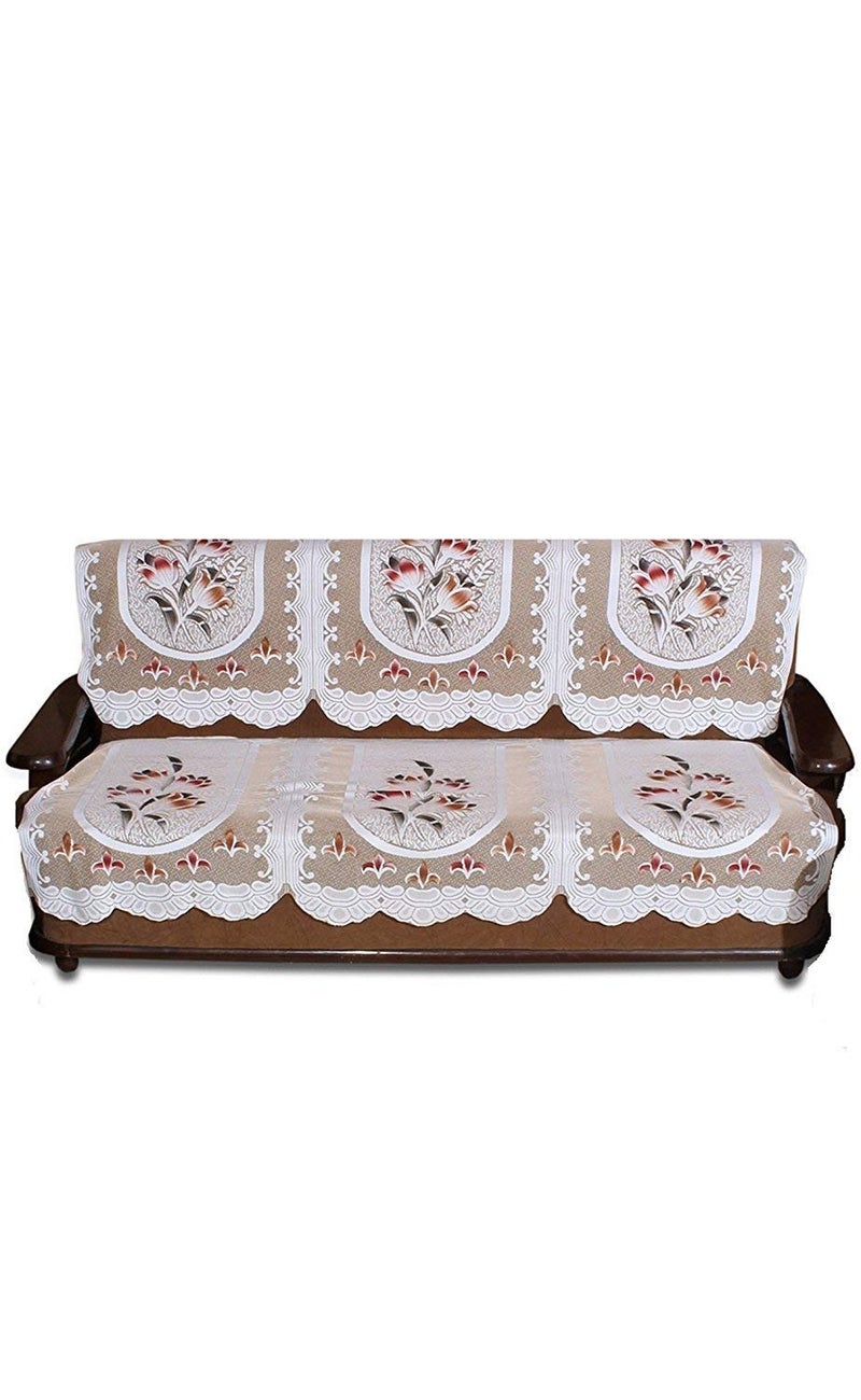 Unique Productions Premium 3 Seater Multi Flower Net Fabric Sofa Cover Set 2 Piece