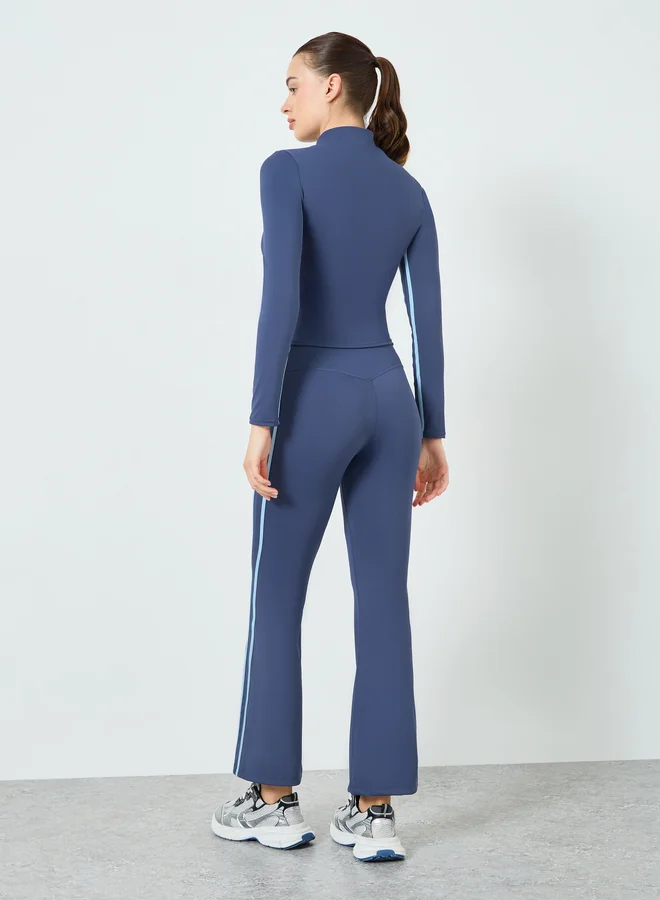 Styli Active blue Women Blue Contrast Side Stripe Jacket and Leggings Set for Women | Best Price UAE
