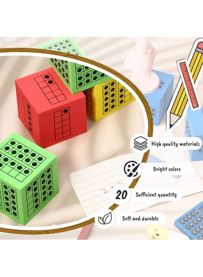 Hanaive 20 Pcs Ten Frame Dice Large Foam Dice For Classroom Math Manipulatives Kindergarten Classroom Supplies For Teachers Elementary Subitizing Dice Educational Counting Toys Math Learning Tools 4 Colors - Image 5