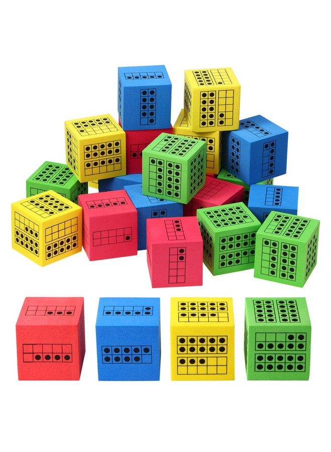 Hanaive 20 Pcs Ten Frame Dice Large Foam Dice For Classroom Math Manipulatives Kindergarten Classroom Supplies For Teachers Elementary Subitizing Dice Educational Counting Toys Math Learning Tools 4 Colors - Image 2