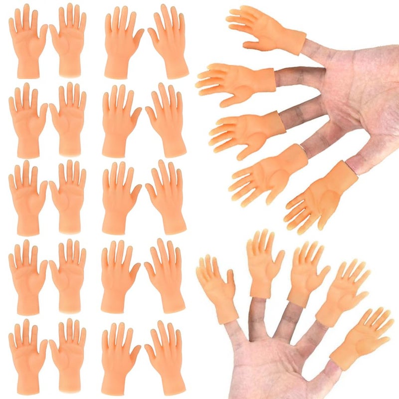 fnqiank 30 Pcs Tiny Finger Hands Mini Rubber Finger Puppets, Miniature Small Hands Ealistic Cute Little Hand Finger for Gifts Puppet Show Prank Gag Performance Party Favors - Image 1
