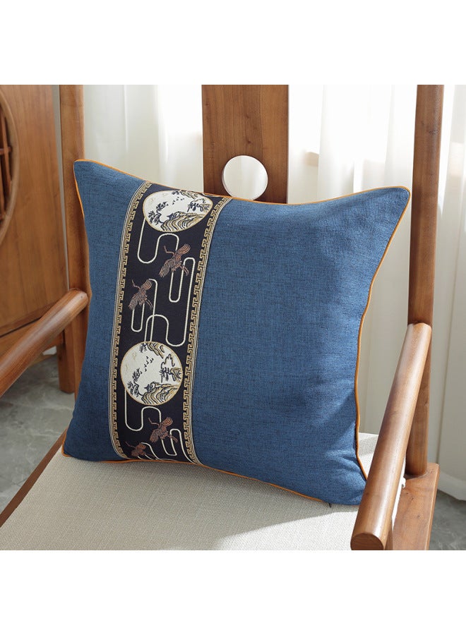 New Chinese Style Pillow Cotton Linen Bedside Soft Cushion Living Room Cushion Car Waist Pillow Rosewood Sofa Backrest Pillowcase