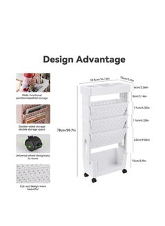 Golden Movable Bookshelf Plastic Bookcase Multipurpose Storage Shelf Rack Organizer 360° Rotation for Home and School Desk Side Books and Magazine Holder Space Saving (White)  - Image 2