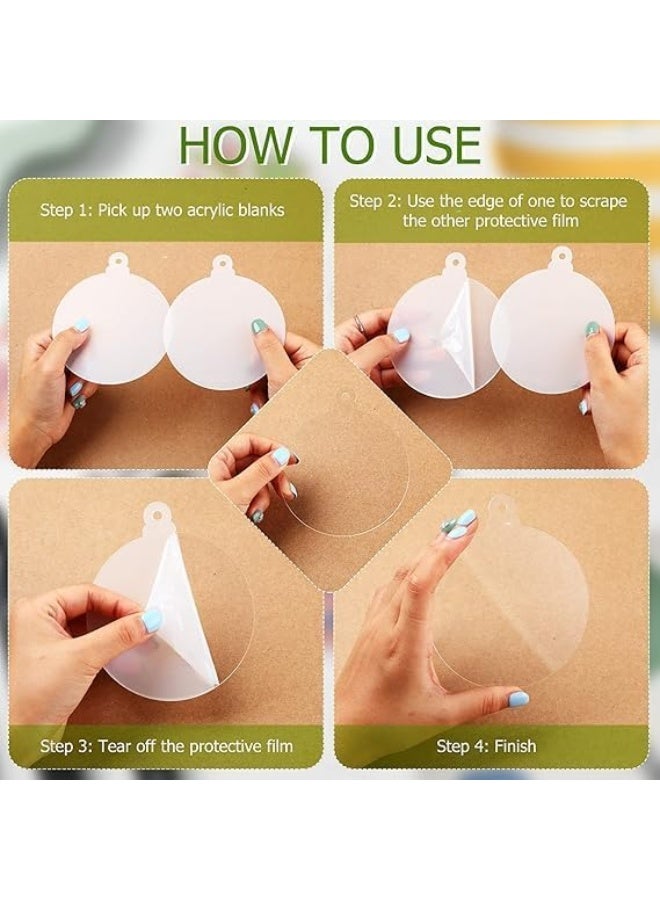 Horoof Home 42 Pcs Blank Acrylic Christmas Ornaments with Red Ribbon - Image 4