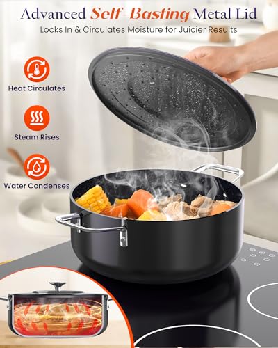 Nuwave Essential Series 5PC Ceramic Cookware Set PFASFree G11 Duralon Blue Coating Pots and Pans Set Non Stick Diamond ScratchResistantStayCool Handle Metal LidInduction ReadyDishwasher Safe - Image 3