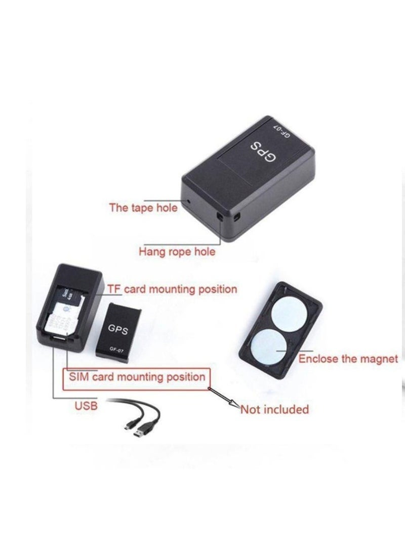 جهاز تحديد المواقع العالمي المصغر GF-07، مزود بخاصية تحديد المواقع عن بُعد، والاستماع عن بُعد، والتحكم الصوتي، وتسجيل المكالمات، وجهاز مضاد للفقدان، باللون الأسود. - Image 4