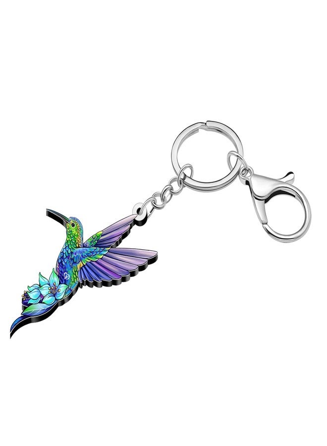 DUOWEI Cute Hummingbird Keychain Key Ring Animals Bird Lovers Gifts for Women Girls Car Keys Wallet Backpack Accessories (Purple) - Image 4