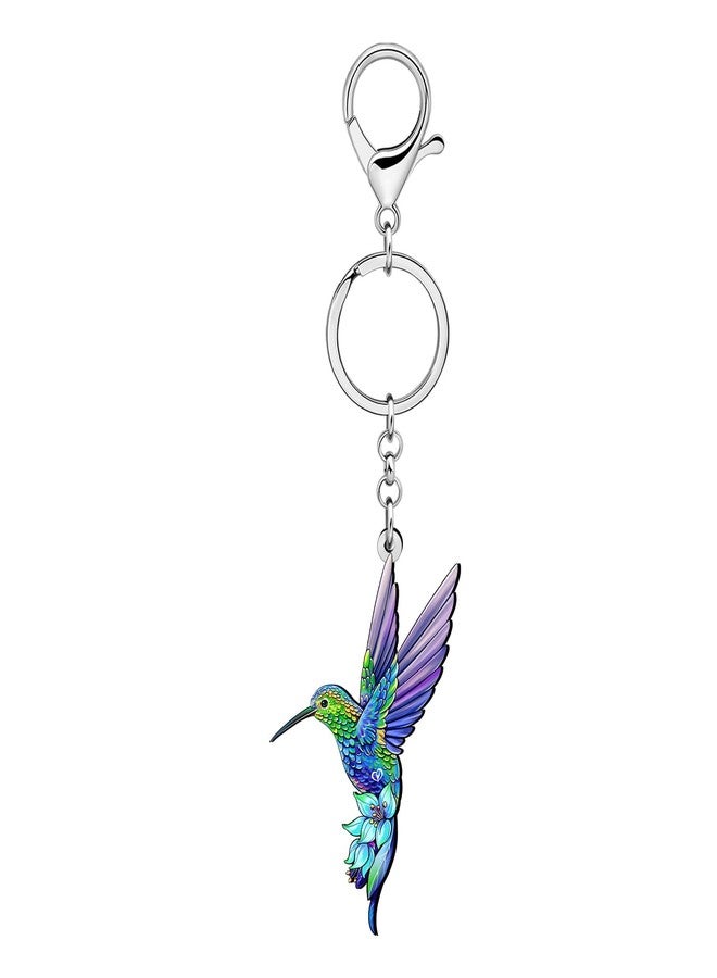DUOWEI Cute Hummingbird Keychain Key Ring Animals Bird Lovers Gifts for Women Girls Car Keys Wallet Backpack Accessories (Purple) - Image 3