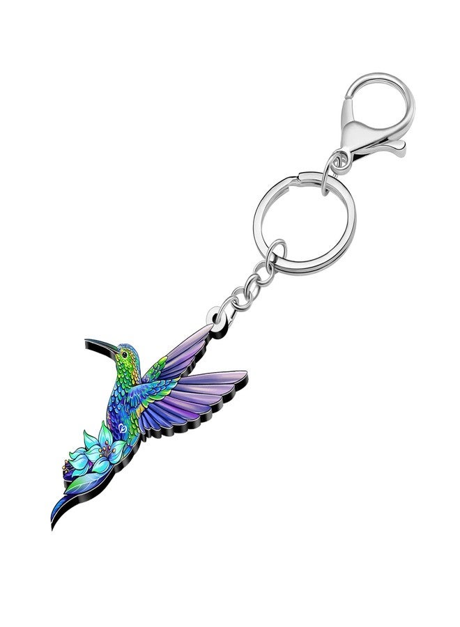 DUOWEI Cute Hummingbird Keychain Key Ring Animals Bird Lovers Gifts for Women Girls Car Keys Wallet Backpack Accessories (Purple) - Image 5