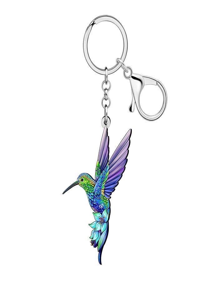 DUOWEI Cute Hummingbird Keychain Key Ring Animals Bird Lovers Gifts for Women Girls Car Keys Wallet Backpack Accessories (Purple) - Image 1