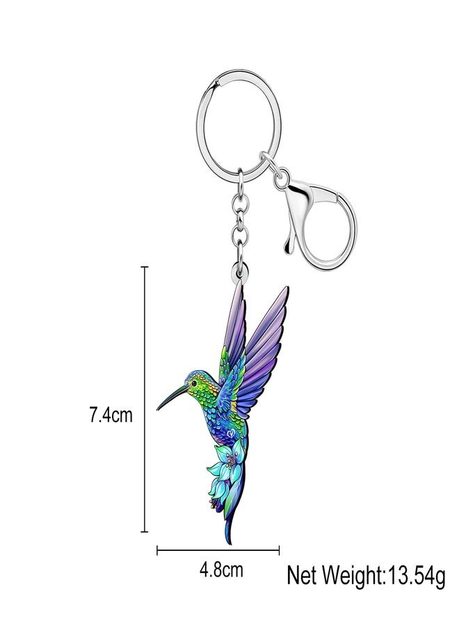 DUOWEI Cute Hummingbird Keychain Key Ring Animals Bird Lovers Gifts for Women Girls Car Keys Wallet Backpack Accessories (Purple) - Image 2
