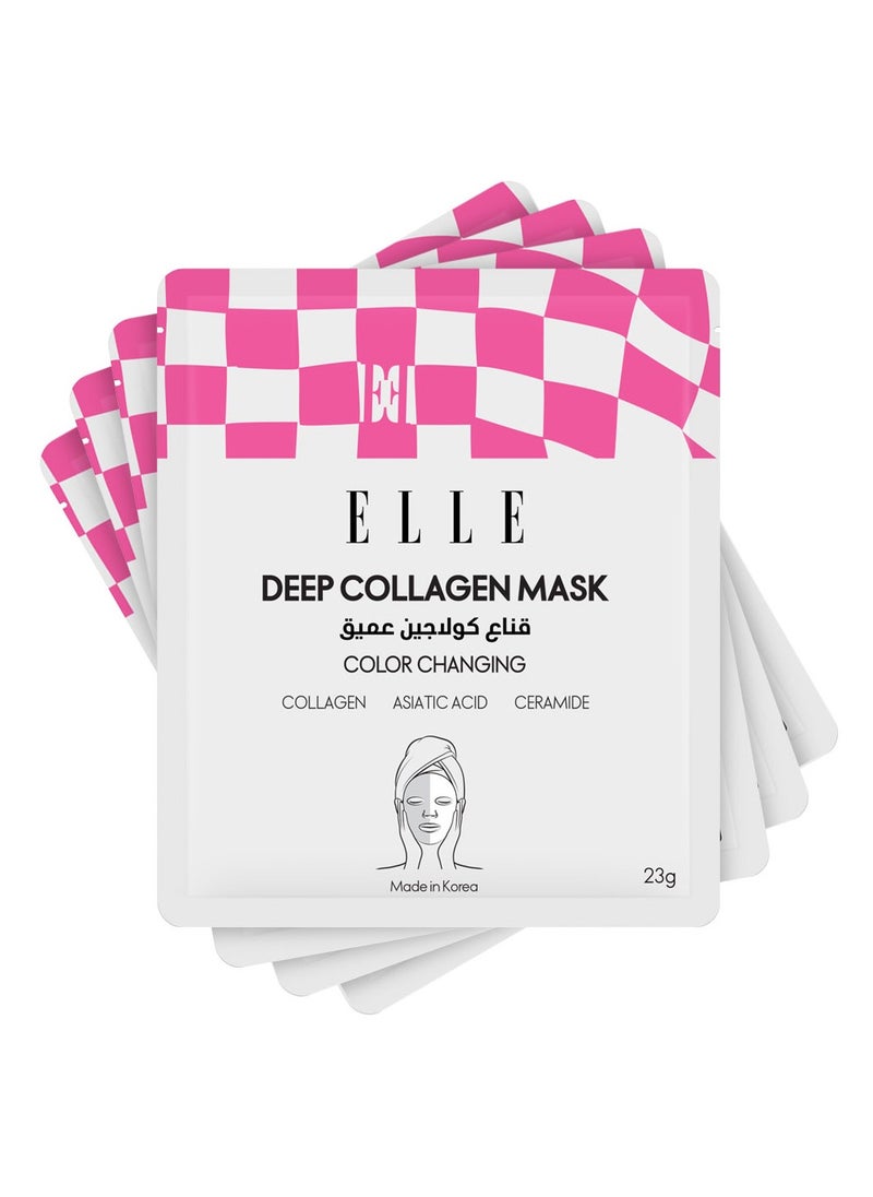 ELLE ELLE Deep Collagen Color Changing Mask – Anti-Aging, Hydrating & Firming Mask with Collagen, Peptides & Centella – Long-Wear 2-3 Hour or Overnight treatment mask  for Radiant Youthful Skin, Pack of 4  - Image 2