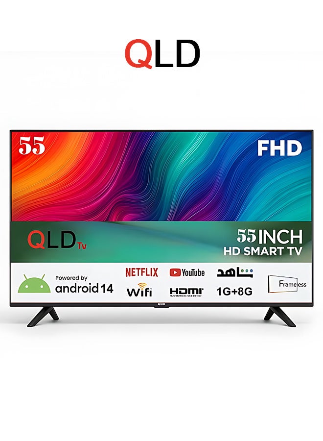 QLD شاشة سمارت - 55 بوصة -اندرويد 14 - LED - بدون إطار - QLDT-55S1 - Image 1