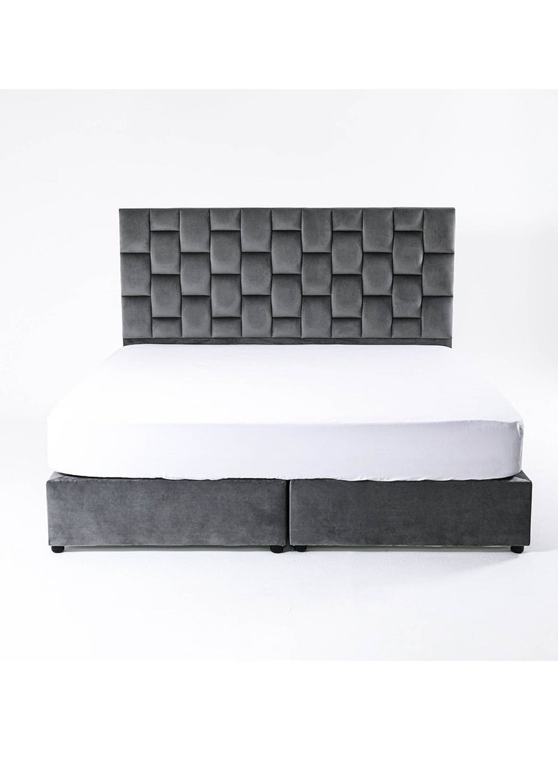 Karnak Estorn Grey Velvet Upholstered Bed Frame – Modern Wooden Design, Strong & Sturdy, Comfortable & Quiet for Bedroom 180x200cm - Image 1