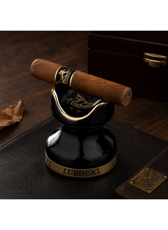 A luxurious cigar holder with a distinctive design made of polished ceramic, combining luxury and practicality. Adorned with gold detailing for a touch of sophistication, it's the perfect piece to elevate your cigar-smoking experience. - Image 3