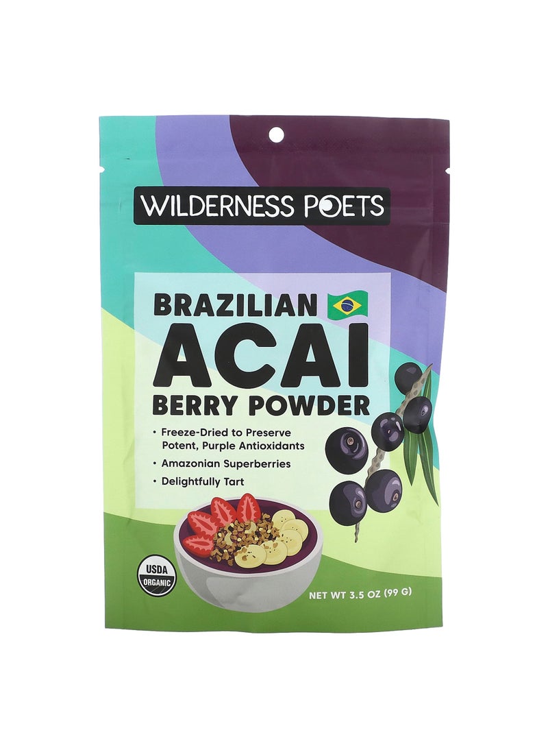 Organic Brazilian Acai  Berry Powder, 3.5 oz (99 g)