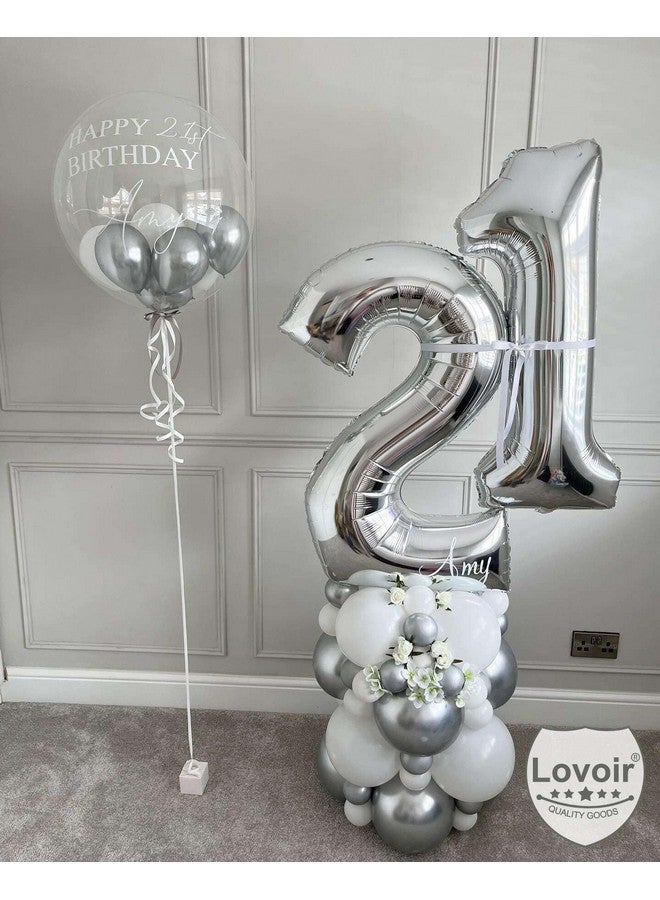Lovoir 40 Inch Silver 12 Number Balloon 21 Large Size Jumbo Digit Mylar Foil Helium Silver Balloons for 12th 21st Birthday Party Celebration Decorations Graduations Anniversary Supplies - Image 4