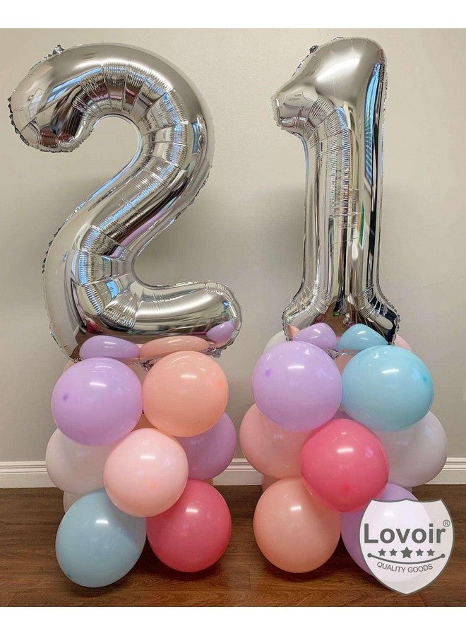 Lovoir 40 Inch Silver 12 Number Balloon 21 Large Size Jumbo Digit Mylar Foil Helium Silver Balloons for 12th 21st Birthday Party Celebration Decorations Graduations Anniversary Supplies - Image 5