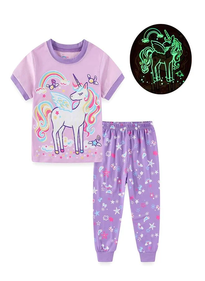 بيبي كلو Rainbow Winged Unicorn Magic Glow Pajama Set