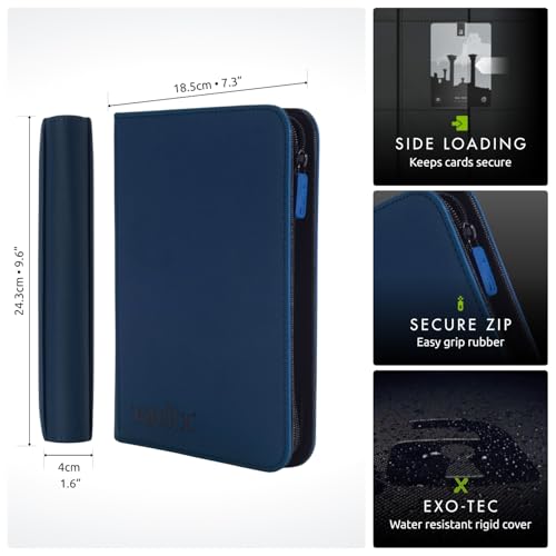 Vault X 4 Pocket Trading Card Zip Binder, 160 cards, Premium Exo-Tec Album Material, 20 Side-Loading Pages, Folder for Collectible Card Games, Sports, TCG (Blue) - Image 2