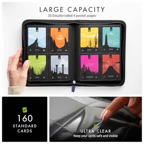 Vault X 4 Pocket Trading Card Zip Binder, 160 cards, Premium Exo-Tec Album Material, 20 Side-Loading Pages, Folder for Collectible Card Games, Sports, TCG (Blue) - Image 3