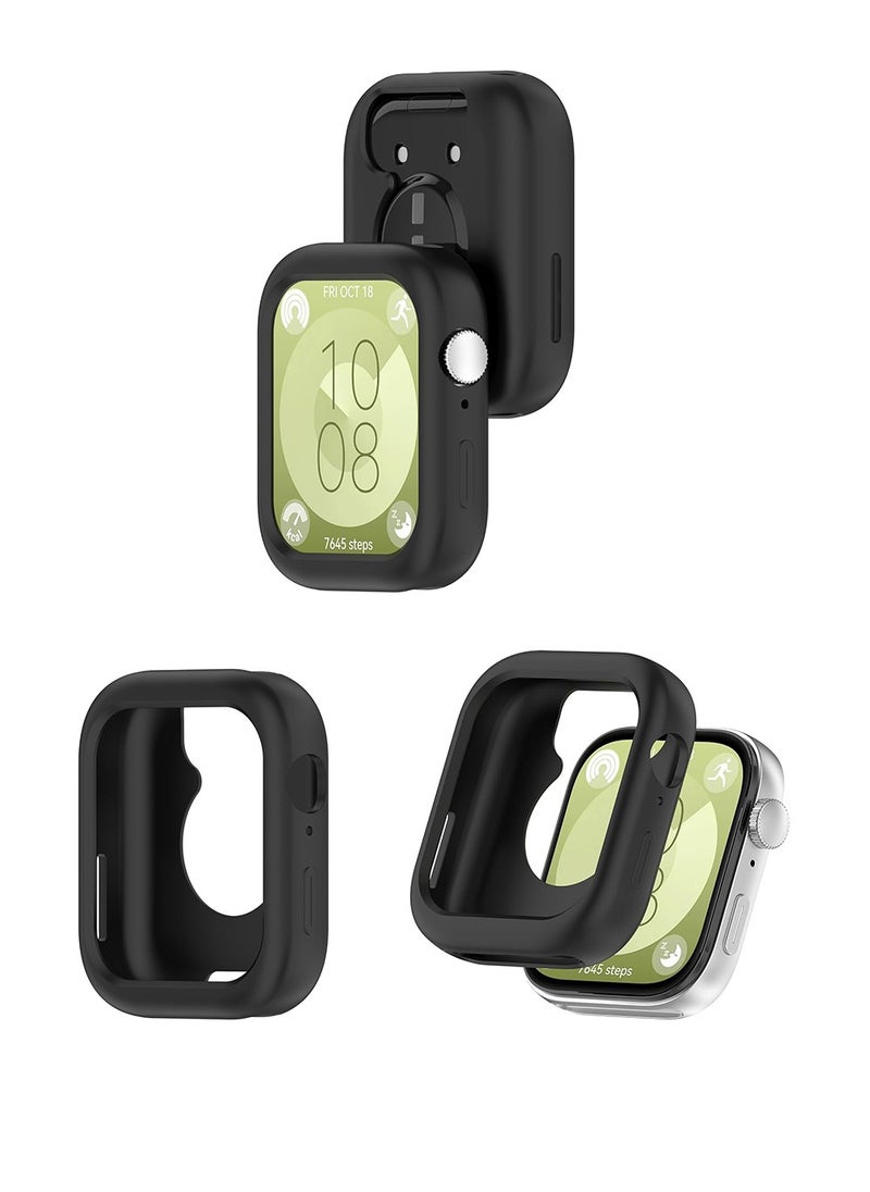 X-level 4 Pcs Case for Huawei Watch Fit 3, Shockproof Bumper Soft Durable TPU Protective Cover, Bumper Frame Protector Case Accessories for HUAWEI Watch FIT 3 Smartwatch (Blue+Black+Green+White)  - Image 3