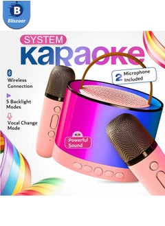 Bliszaar Karaoke Machine for Kids Adults, Portable Bluetooth Speaker with 2 Microphones, Support TF/AUX Input/Funny Magic Voice, Great Gifts for Ramadan Boys Girls  - Image 2