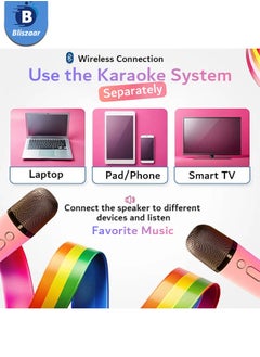 Bliszaar Karaoke Machine for Kids Adults, Portable Bluetooth Speaker with 2 Microphones, Support TF/AUX Input/Funny Magic Voice, Great Gifts for Ramadan Boys Girls  - Image 5