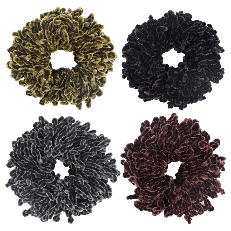 AUEAR AUEAR 4 Pack Volumizing Hair Scrunchie Hijab Volumizer Headwear Tie Ring Plain Big Hairbands for Women Girls 4 Colors