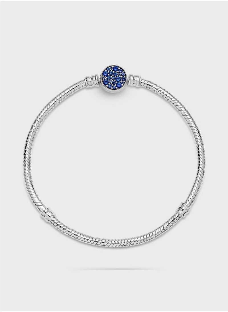 PANDORA Pandora Moments Sparkling Blue Disc Clasp Bracelet