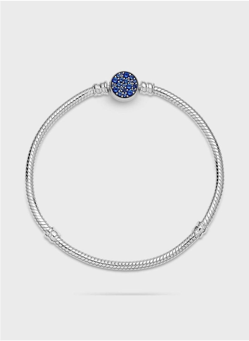 Pandora Moments Sparkling Blue Disc Clasp Bracelet